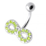 Stříbrný piercing do pupíku - nekonečno (čirá)