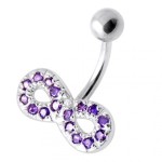 Stříbrný piercing do pupíku - nekonečno (růžová)