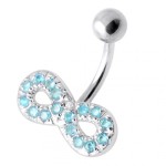 Stříbrný piercing do pupíku - nekonečno (růžová)