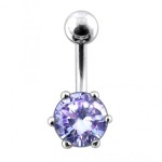 Stříbrný piercing do pupíku se zirkonem (tyrkysová)