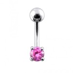 Stříbrný piercing do pupíku, zirkon (černá, 1,30 g, 1,6 x 10 mm)