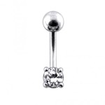 Stříbrný piercing do pupíku, zirkon (tyrkysová)