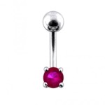 Stříbrný piercing do pupíku, zirkon (růžová)