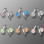Piercing spirála s průhlednými kuličkami (fialová)
