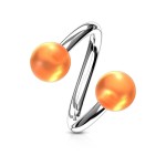 Piercing spirála s průhlednými kuličkami (fialová)