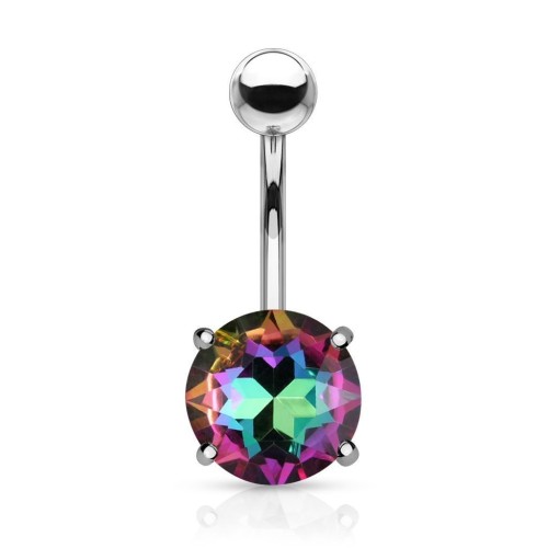 Piercing do pupíku, kulatý kámen (fialová, 1,6 x 10 mm)
