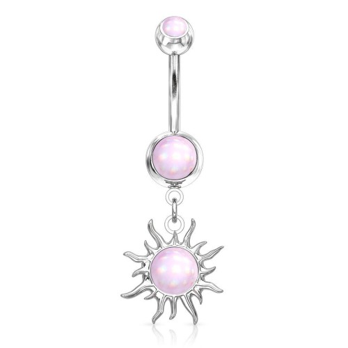 Visací piercing do pupíku (růžová)