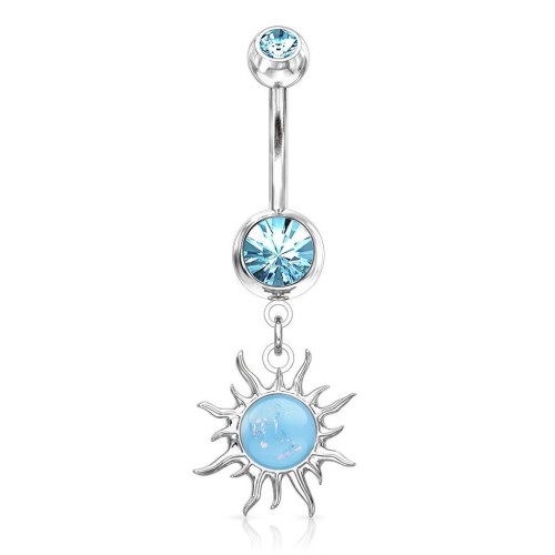 Visací piercing do pupíku sluníčko (tyrkysová)