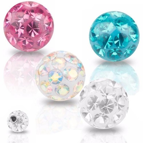 Náhradní kulička s krystaly Swarovski®, 6 mm, závit 1,6 mm (růžová)