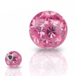 Náhradní kulička s krystaly Swarovski®, 6 mm, závit 1,6 mm (růžová)