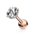 Zlacený cartilage piercing do ucha, čirý kámen (2 mm)