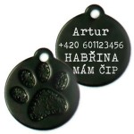 Hliníková psí známka tlapka malá (žlutá)