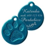 Hliníková psí známka tlapka malá (žlutá)