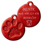 Hliníková psí známka tlapka malá (žlutá)