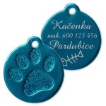 Hliníková psí známka tlapka malá (žlutá)