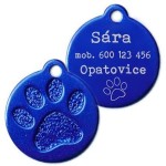 Hliníková psí známka tlapka malá (červená)