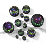 Ocelový plug s duhovým kamenem (12 mm)