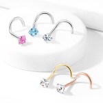 Zahnutý piercing do nosu čtvereček (růžová)