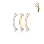 Piercing do obočí hvězdičky, 1,2 x 8 mm (růžové zlato, 1,2 x 8 mm)