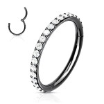 Piercing segment kruh s kamínky, černý