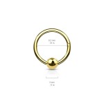 Piercing segment kruh s kuličkou (žluté zlato, 1,2 x 8 mm, 3 mm)