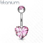 Piercing do pupíku srdce - TITAN (růžová)