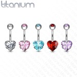 Piercing do pupíku srdce - TITAN (červená)