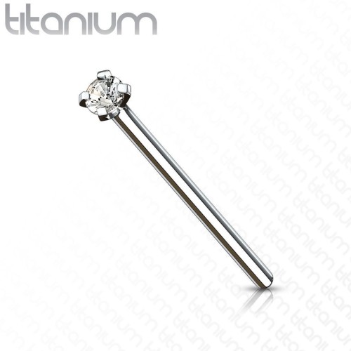 Variabilní piercing do nosu - titan, čirý kamínek (3 mm)