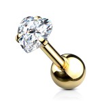 Cartilage piercing do ucha - srdíčko (žluté zlato, 1,2 x 6 mm)