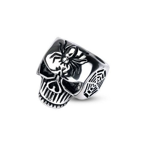 Ocelový prsten - lebka (62)
