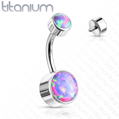 Piercing do pupíku - TITAN, opál (fialová)