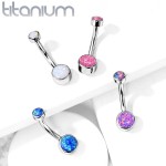 Piercing do pupíku - TITAN, opál (fialová)