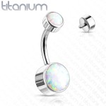 Piercing do pupíku - TITAN, opál (růžová)
