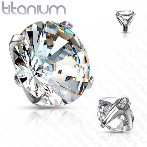 Náhradní kamínek k labretě TITAN, závit 1,2 mm, 3mm (čirá)