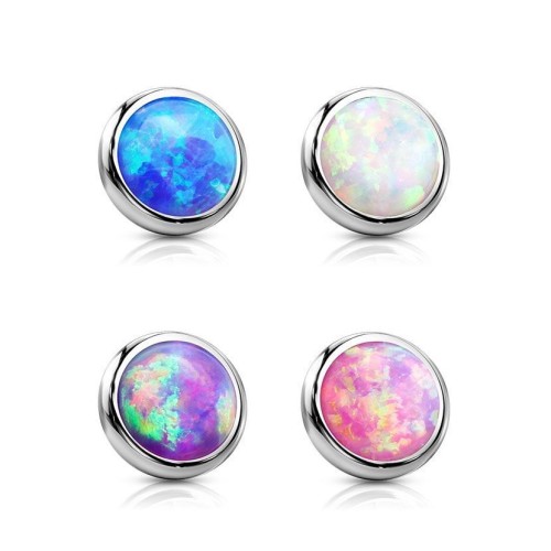 Náhradní kamínek opál k labretě, průměr 3 mm (fialová)