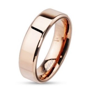 Zlacený ocelový prsten, šíře 6 mm