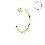 Zlacený piercing do ucha/nosu se zirkonem (8 mm)