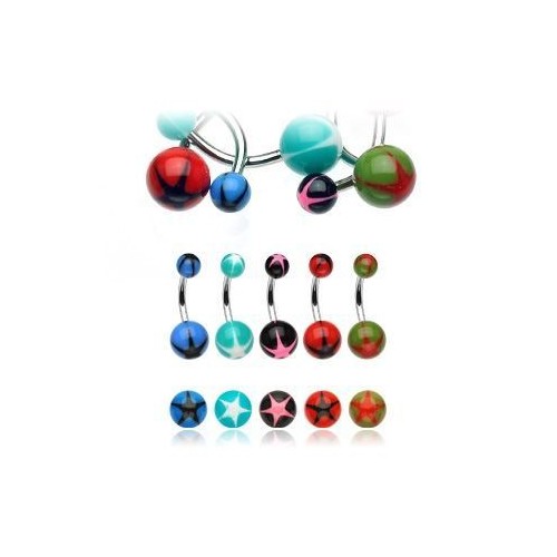 Piercing do pupíku - banánek (černá/růžová)