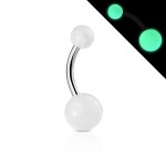 Svítící piercing do pupíku - banánek (fialová)