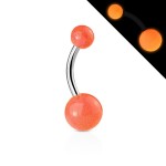 Svítící piercing do pupíku - banánek (fialová)