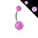 Svítící piercing do pupíku - banánek (bílá)