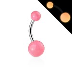Svítící piercing do pupíku - banánek (bílá)
