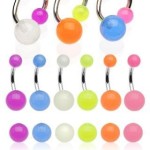 Svítící piercing do pupíku - banánek (růžová)