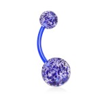 Piercing do pupíku - banánek se třpytkami (fialová)