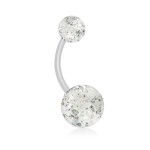 Piercing do pupíku - banánek se třpytkami (fialová)