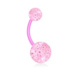 Piercing do pupíku - banánek se třpytkami (červená)