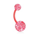 Piercing do pupíku - banánek se třpytkami (růžová)