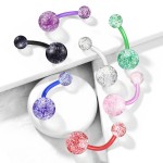 Piercing do pupíku - banánek se třpytkami (růžová)