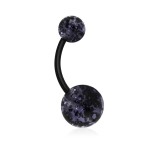 Piercing do pupíku - banánek se třpytkami (černá)