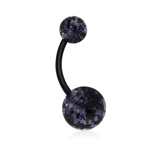 Piercing do pupíku - banánek se třpytkami (černá)